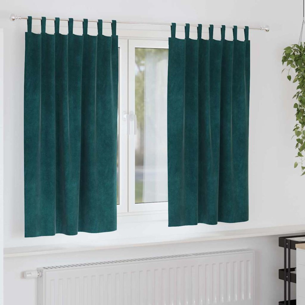 vidaXL Κουρτίνες 2 τμχ. Σκούρο Πράσινο 140x175cm Βελούδο