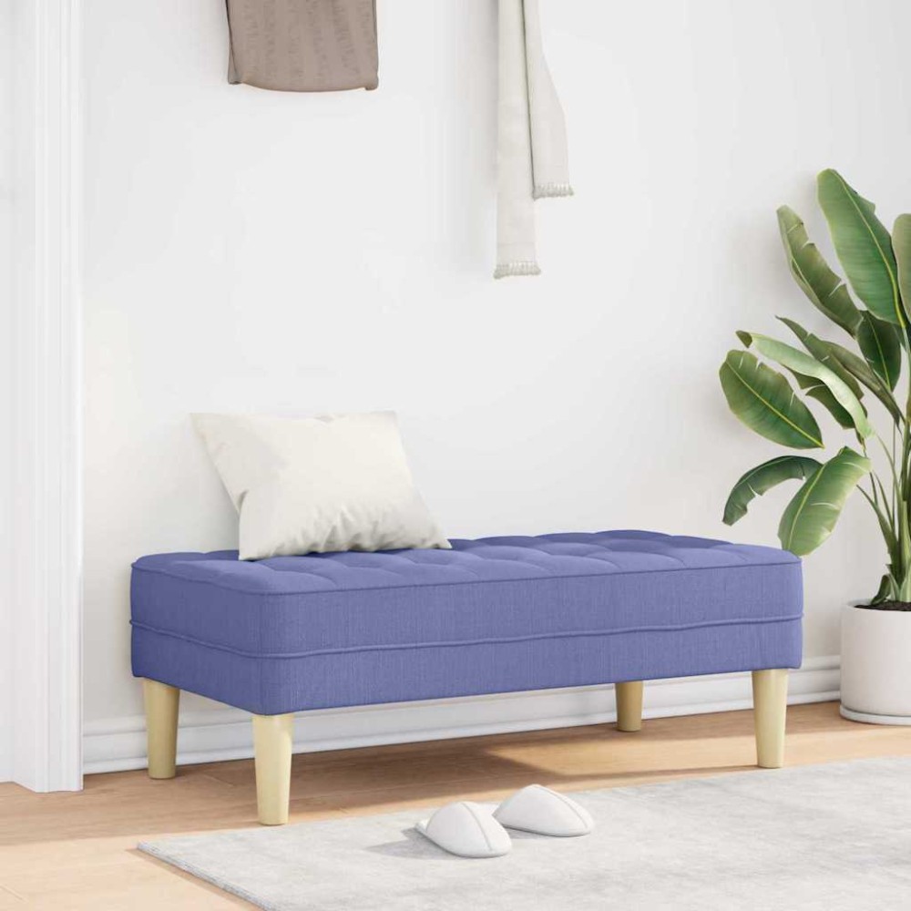 vidaXL παγκάκι με μαξιλάρι Μπλε τζην 113x57x39cm ύφασμα