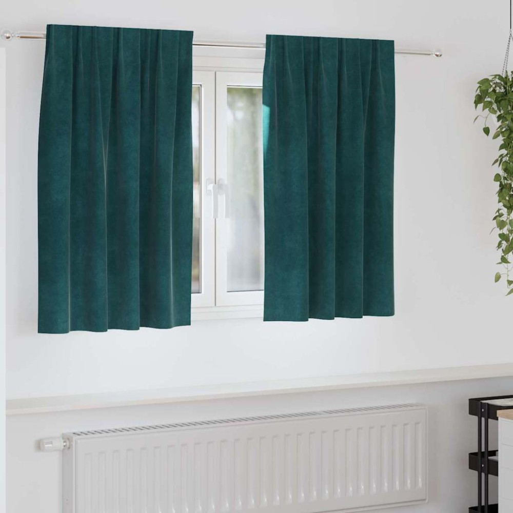 vidaXL Κουρτίνες 2 τμχ. Σκούρο Πράσινο 140x140cm Βελούδο