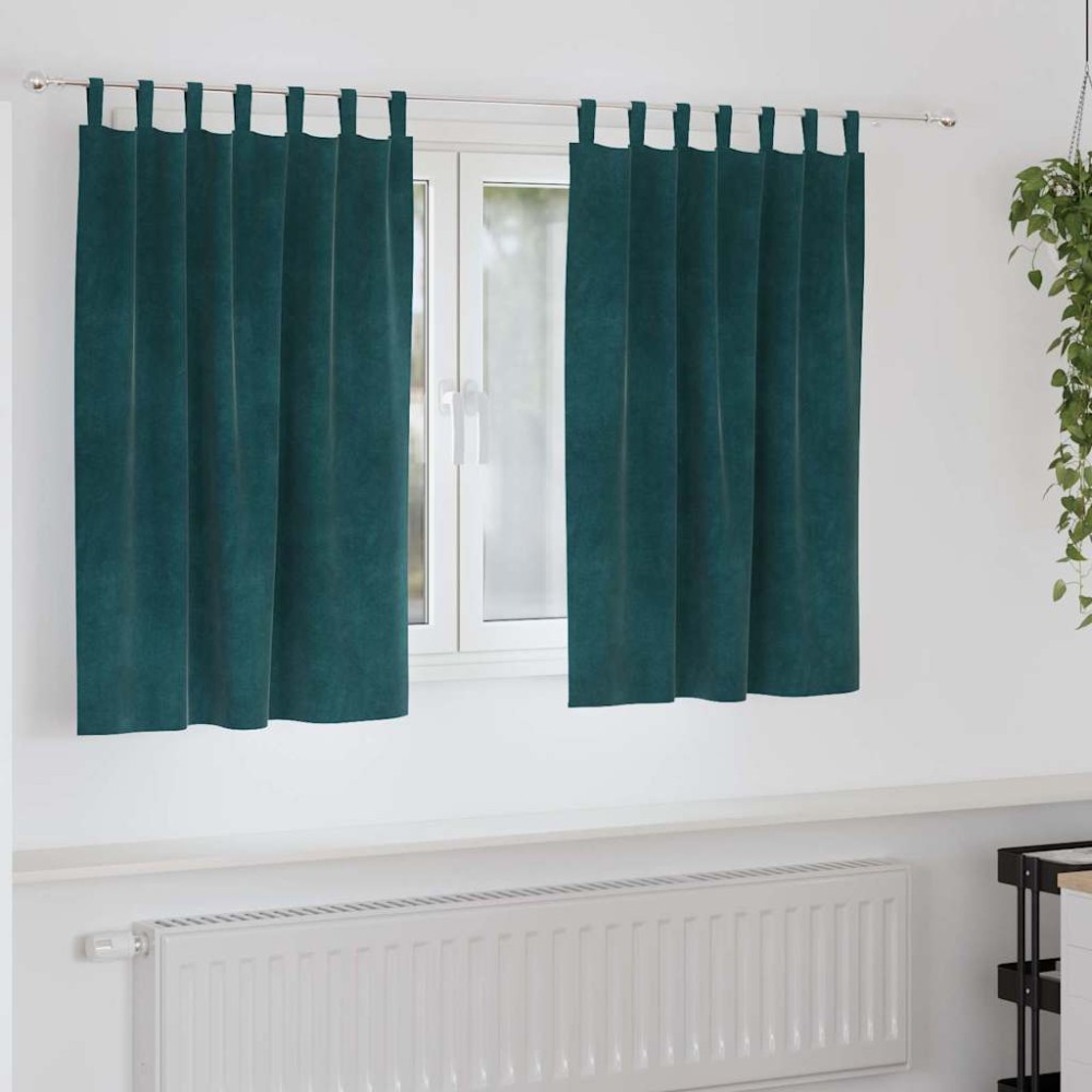 vidaXL Κουρτίνες 2 τμχ. Σκούρο Πράσινο 140x140cm Βελούδο