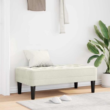 vidaXL παγκάκι με μαξιλάρι Κρεμ 113x57x39cm Βελούδο