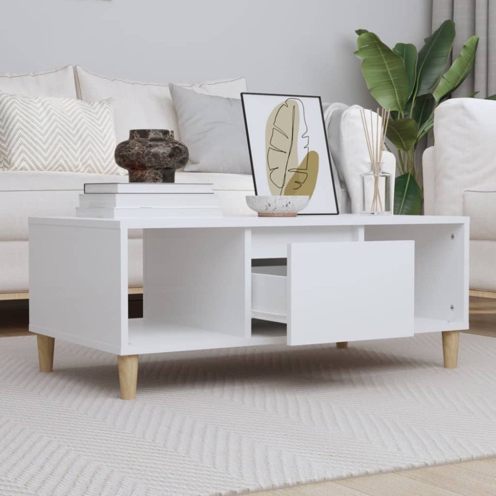vidaXL Τραπεζάκι Σαλονιού Λευκό 90x50x36,5cm Επεξεργασμένο Ξύλο 1 τεμ.