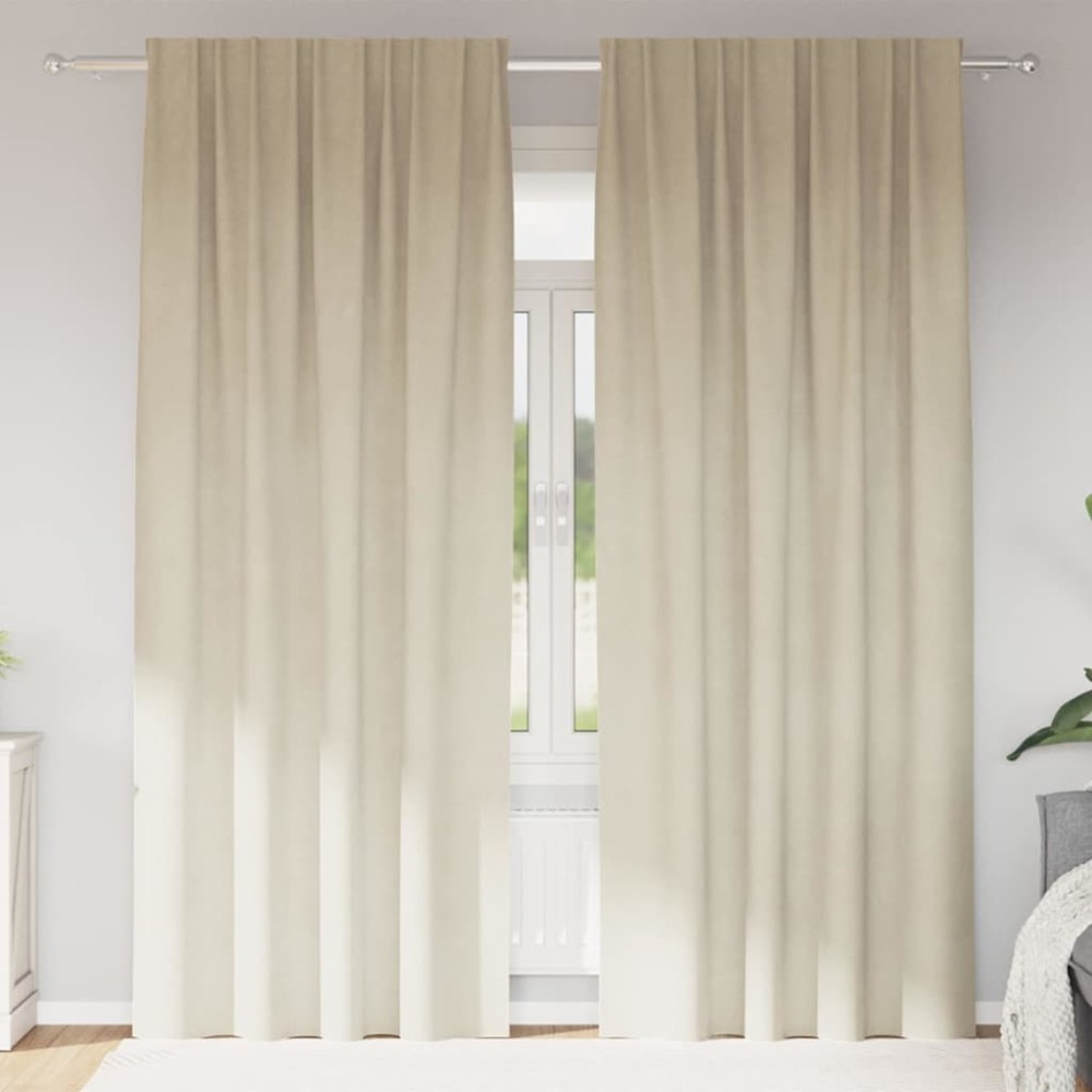 vidaXL Κουρτίνες συσκότισης 2 τμχ. Κρεμ 140x245cm Βελούδο
