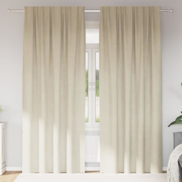 vidaXL Κουρτίνες συσκότισης 2 τμχ. Κρεμ 140x245cm Βελούδο