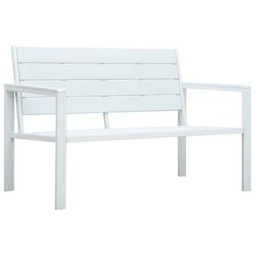 vidaXL Παγκάκι Κήπου Λευκό με Όψη Ξύλου από HDPE 120x64x78cm 1 τεμ.