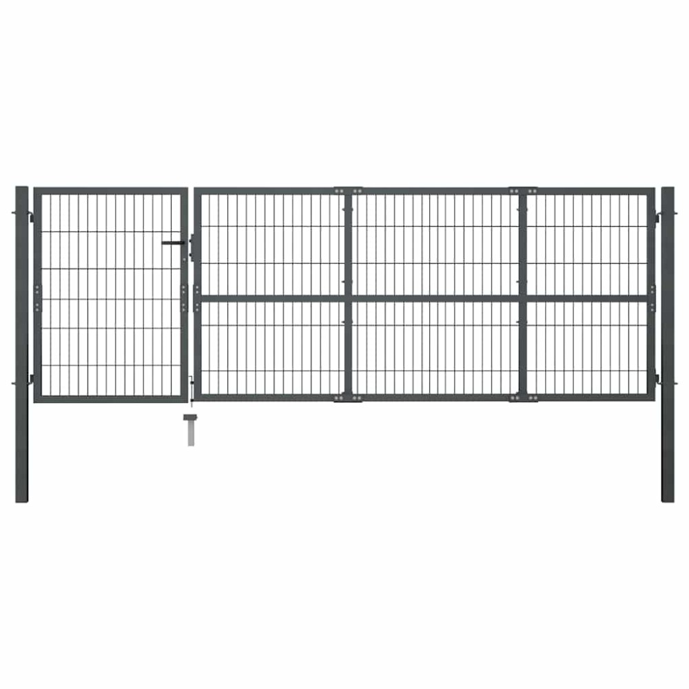vidaXL Πόρτα Κήπου με Στύλους Ατσάλινη 350x100 εκ. Ανθρακί