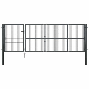 vidaXL Πόρτα Κήπου με Στύλους Ατσάλινη 350x100 εκ. Ανθρακί
