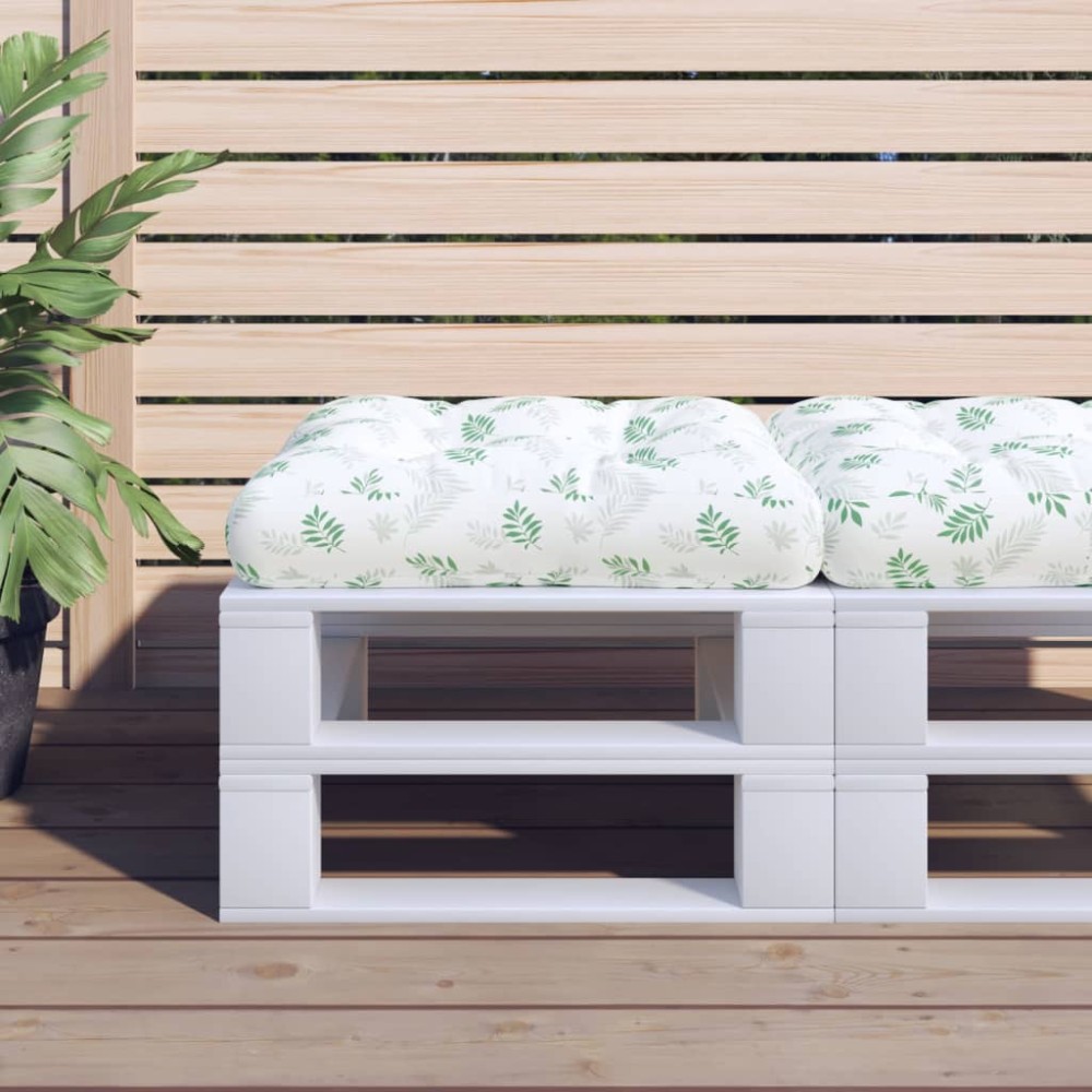 vidaXL Μαξιλάρι Παλέτας με Σχέδιο Φύλλων 50x50x12cm Υφασμάτινο