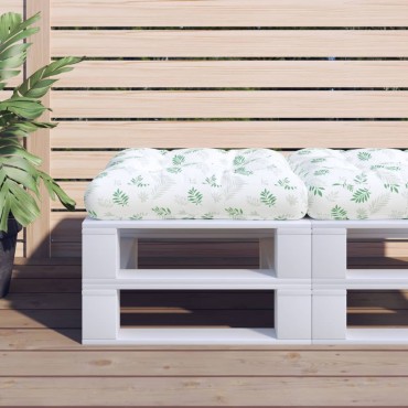 vidaXL Μαξιλάρι Παλέτας με Σχέδιο Φύλλων 50x50x12cm Υφασμάτινο