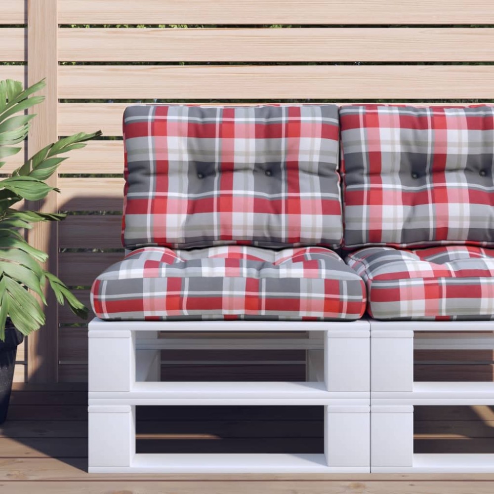vidaXL Μαξιλάρι Παλέτας Κόκκινο Καρό 60x40x12cm Υφασμάτινο