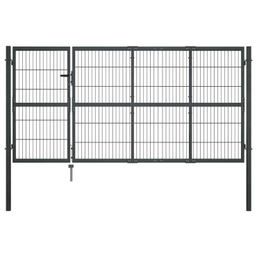 vidaXL Πόρτα Κήπου με Στύλους Ανθρακί Ατσάλι 350x120 εκ.