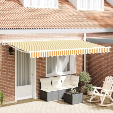 vidaXL Σκελετός Τέντας Κίτρινο και Λευκό 400 x 200 cm