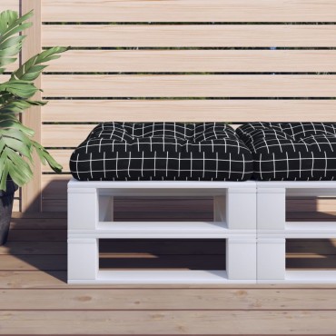 vidaXL Μαξιλάρι Παλέτας Μαύρο Καρό 50x50x12cm Υφασμάτινο