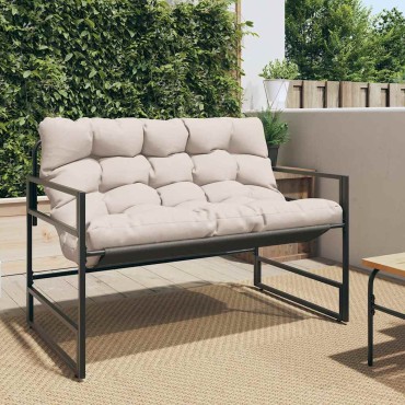 vidaXL Παγκάκι Κήπου Taupe από Ατσάλι με Μαξιλάρι 113x67x76cm 1 τεμ.