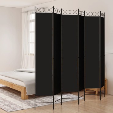 vidaXL Διαχωριστικό Δωματίου με 6 Πάνελ Μαύρο 240x220cm από Ύφασμα 1 τεμ.