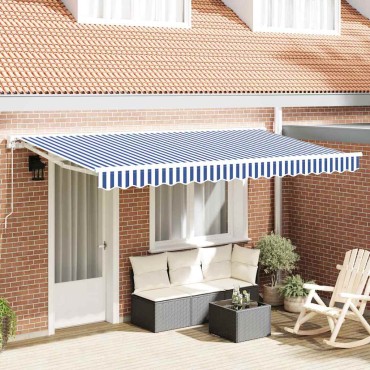 vidaXL Ανταλλακτικό πανί τέντας για 4x2 μ Μπλε & Λευκή Ρίγα