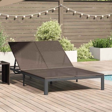 vidaXL Ήλιο-κρεβάτι συνθετικό ρατάν Καφέ 206x115x75cm