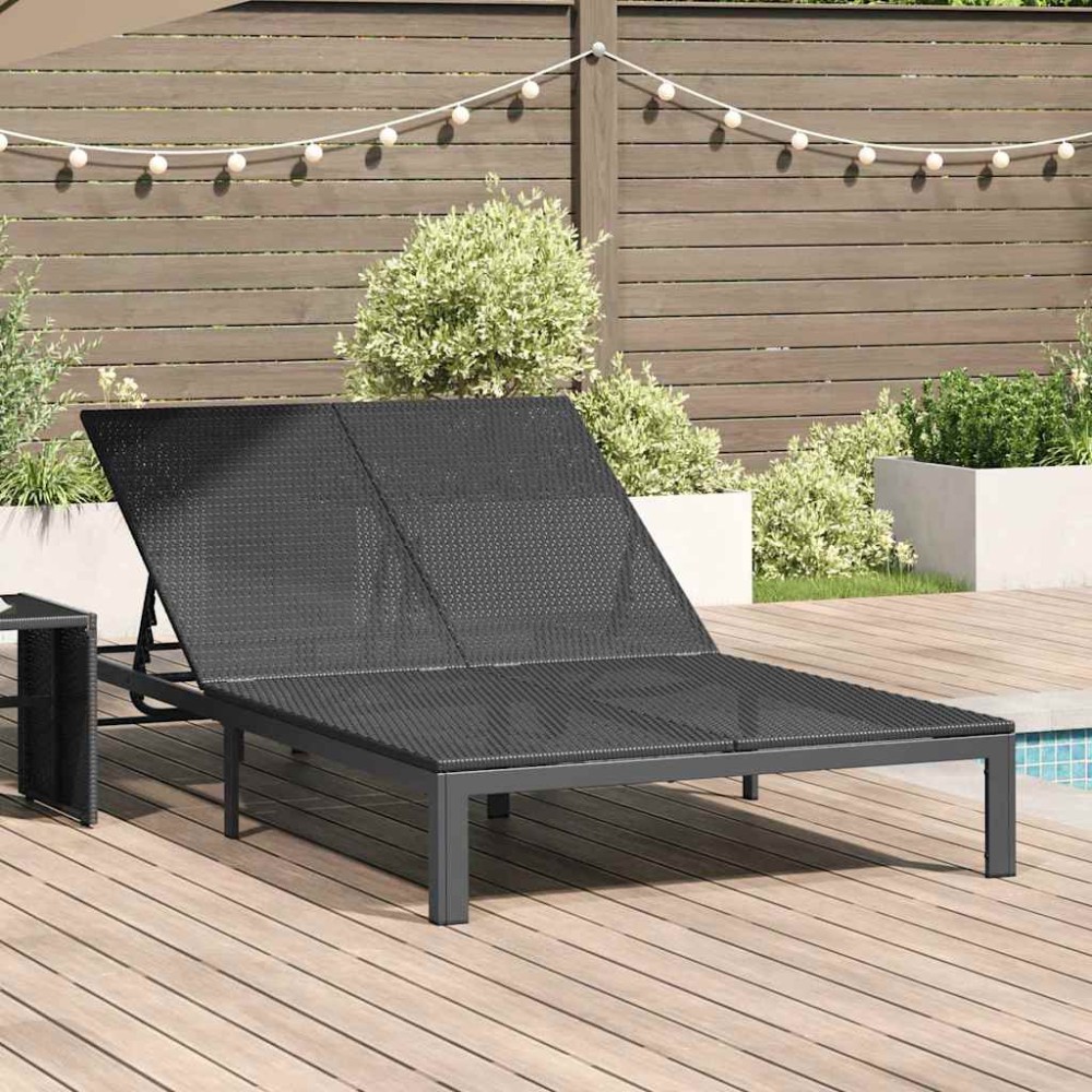 vidaXL Ήλιο-κρεβάτι συνθετικό ρατάν Μαύρο 206x115x75cm