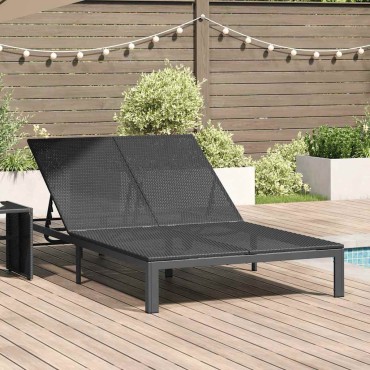 vidaXL Ήλιο-κρεβάτι συνθετικό ρατάν Μαύρο 206x115x75cm