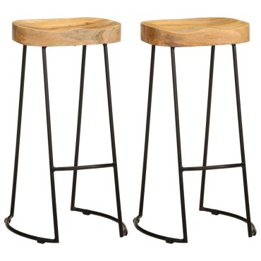 vidaXL Σκαμπό Μπαρ 2 τεμ. από Μασίφ Ξύλο Μάνγκο 41x44x76cm
