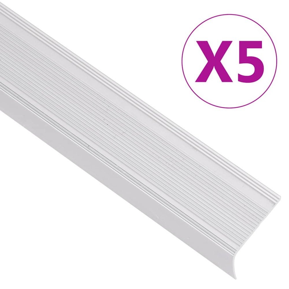 vidaXL Προφίλ για Σκαλοπάτια Σχήμα Γ 5 τεμ. Ασημί 100 εκ. Αλουμινίου