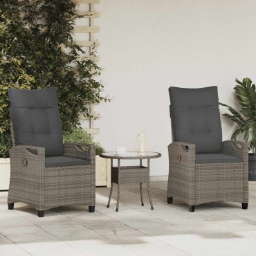 vidaXL Καρέκλα Κήπου 2 τεμ. Γκρι και Σκούρο Γκρι 56x60x112cm