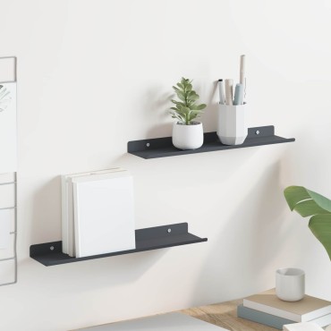 vidaXL Πλωτό ράφι Επιτοίχιο 2 τεμ. Ανθρακί 40x8,5x2,5cm Ατσάλι