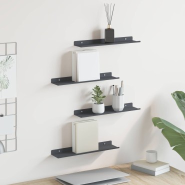 vidaXL Πλωτό ράφι Επιτοίχιο 4 τεμ. Ανθρακί 40x8,5x2,5cm Ατσάλι