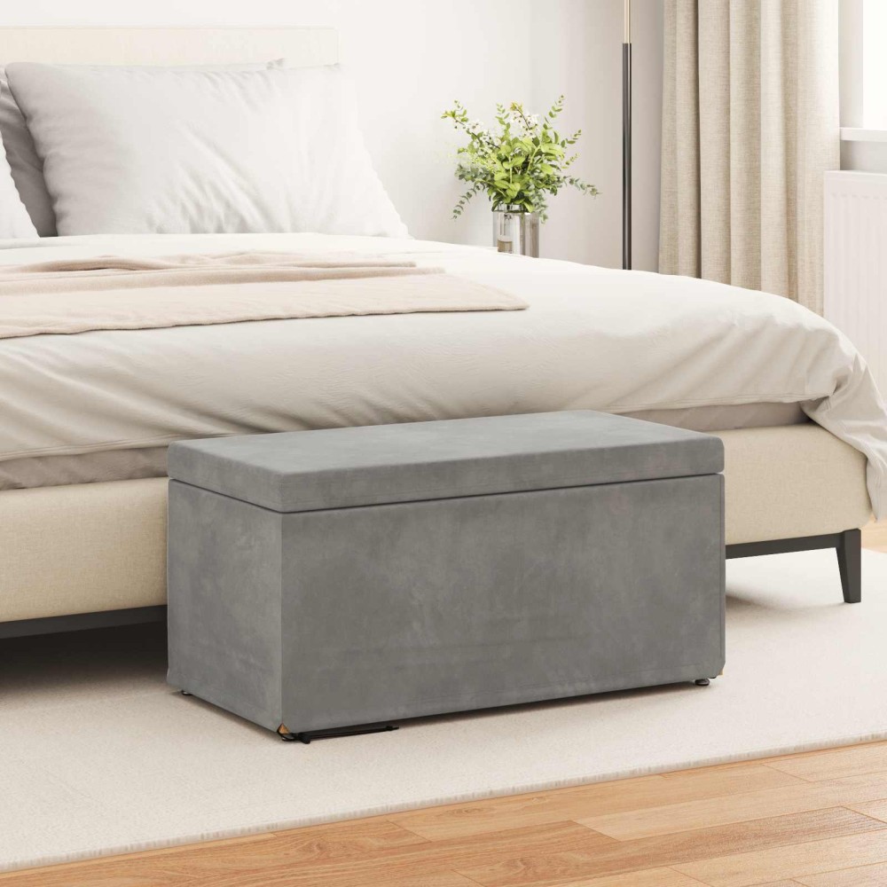 vidaXL Σκαμνί Ανοιχτό γκρι 81x41x40cm Βελούδο και Μηχανικά Ξύλα