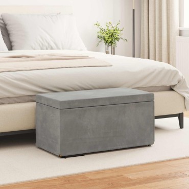 vidaXL Σκαμνί Ανοιχτό γκρι 81x41x40cm Βελούδο και Μηχανικά Ξύλα