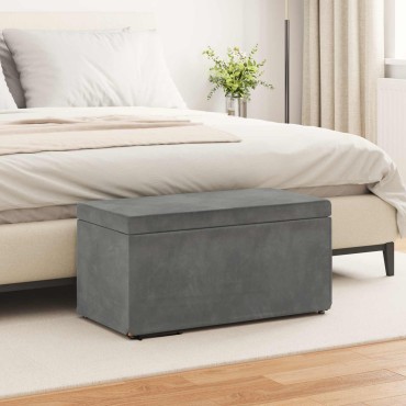 vidaXL Σκαμνί Σκούρο Γκρι 81x41x40cm Βελούδο και Μηχανικά Ξύλα