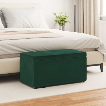 vidaXL Σκαμνί Σκούρο Πράσινο 81x41x40cm Βελούδο και Μηχανικά Ξύλα