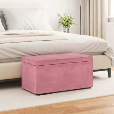 vidaXL Σκαμνί Ροζ 81x41x40cm Βελούδο και Μηχανικά Ξύλα