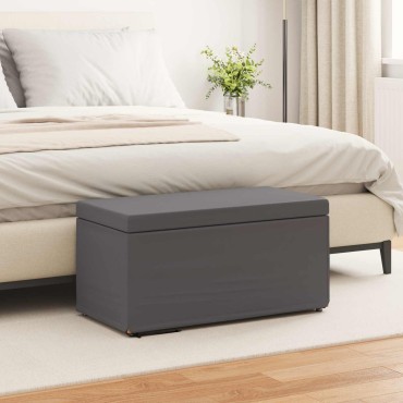 vidaXL Σκαμνί Γκρι 81x41x40cm Ψεύτικο Δέρμα και Μηχανικά Ξύλα