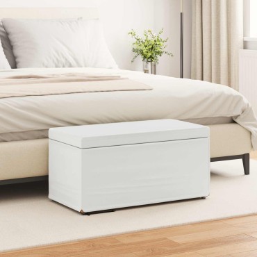 vidaXL Σκαμνί Λευκό 81x41x40cm Ψεύτικο Δέρμα και Μηχανικά Ξύλα