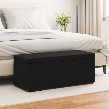 vidaXL Σκαμνί Μαύρο 101x41x40cm Ύφασμα και Επεξεργασμένο Ξύλο