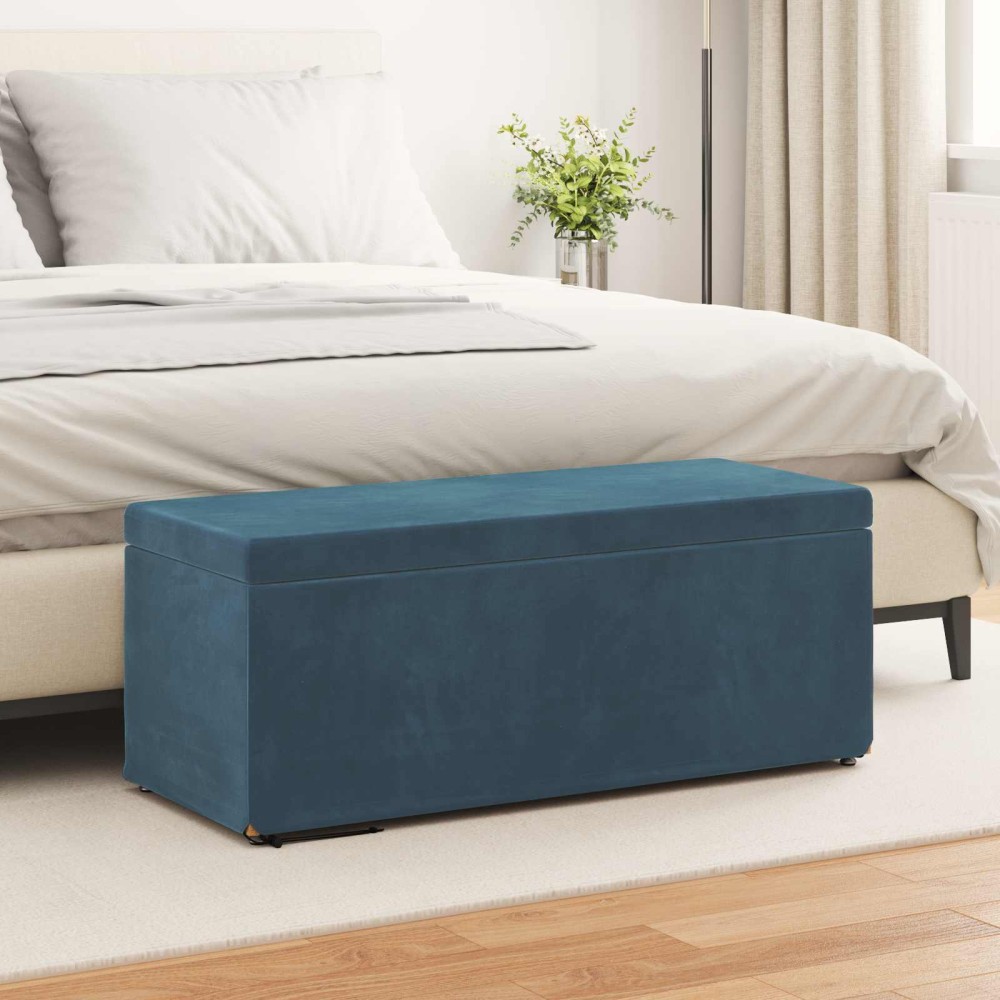 vidaXL Σκαμνί Μπλε 101x41x40cm Βελούδο και Μηχανικά Ξύλα
