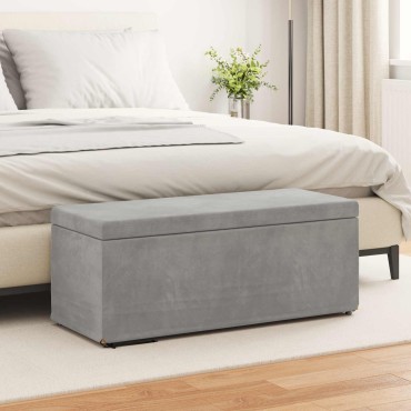 vidaXL Σκαμνί Ανοιχτό γκρι 101x41x40cm Βελούδο και Μηχανικά Ξύλα