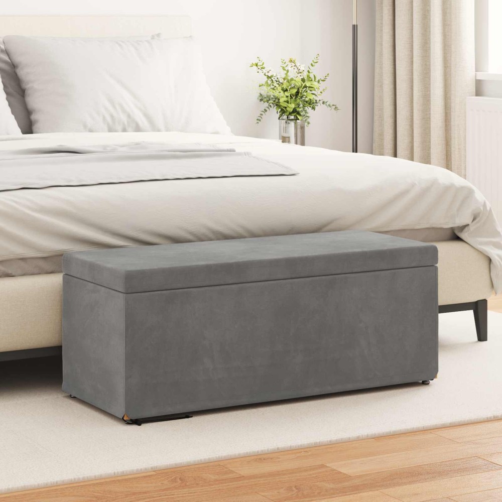 vidaXL Σκαμνί Σκούρο Γκρι 101x41x40cm Βελούδο και Μηχανικά Ξύλα