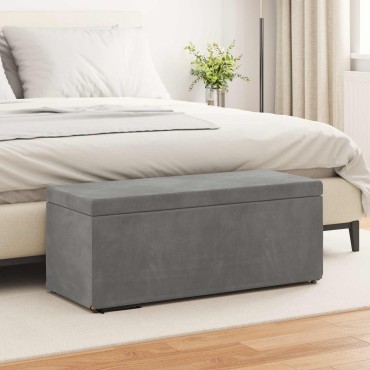 vidaXL Σκαμνί Σκούρο Γκρι 101x41x40cm Βελούδο και Μηχανικά Ξύλα