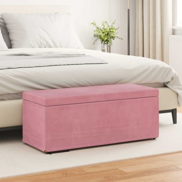 vidaXL Σκαμνί Ροζ 101x41x40cm Βελούδο και Μηχανικά Ξύλα