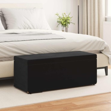 vidaXL Σκαμνί Μαύρο 101x41x40cm Βελούδο και Μηχανικά Ξύλα