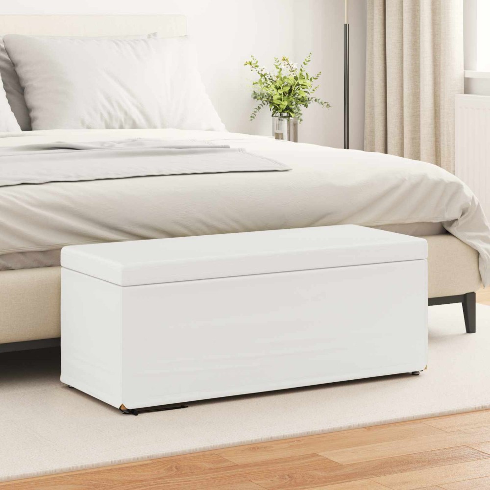vidaXL Σκαμνί Λευκό 101x41x40cm Ψεύτικο Δέρμα και Μηχανικά Ξύλα