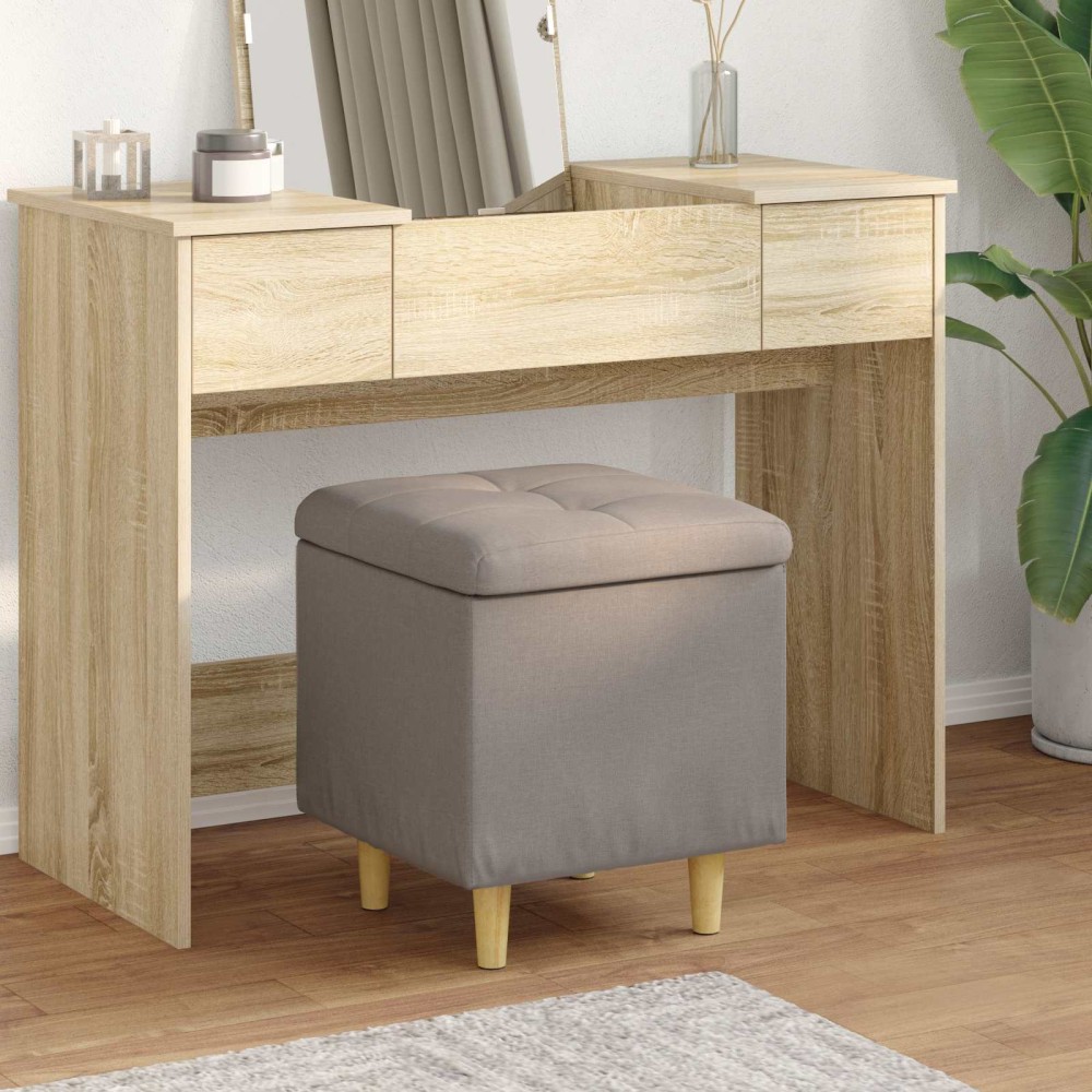 vidaXL Οθωμανικό αποθήκευσης με μαξιλάρι Taupe 40x40x45cm ύφασμα