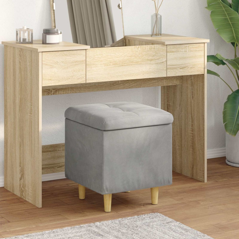 vidaXL Οθωμανικό αποθήκευσης Ανοιχτό γκρι 40x40x45cm Βελούδο