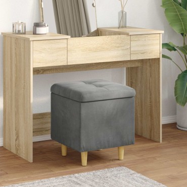 vidaXL Οθωμανικό αποθήκευσης Σκούρο Γκρι 40x40x45cm Βελούδο