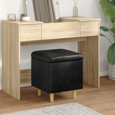 vidaXL Οθωμανικό αποθήκευσης Μαύρο 40x40x45cm Τεχνητό δέρμα