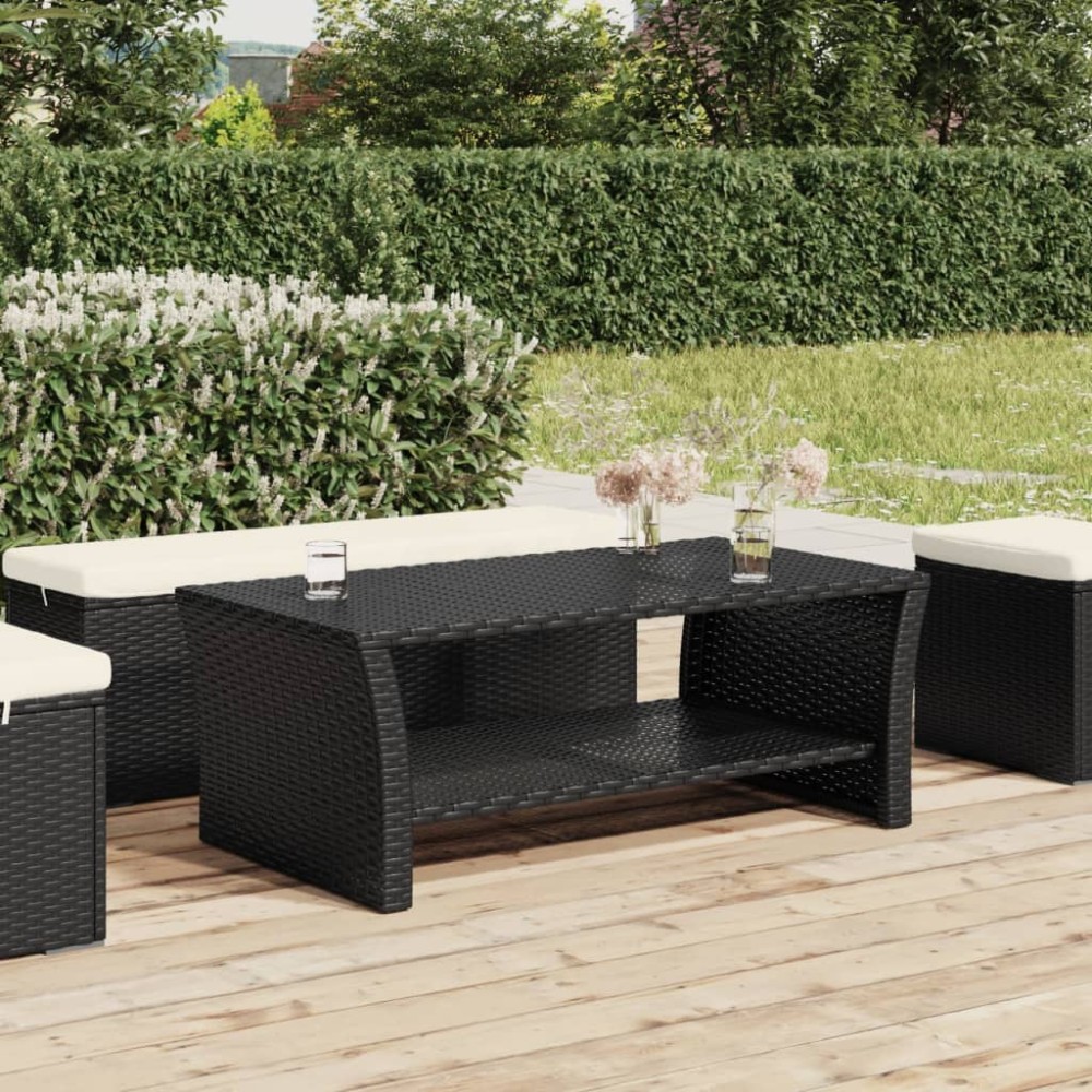 vidaXL Τραπεζάκι Σαλονιού Μαύρο 100x50x40cm από Συνθετικό Ρατάν 1 τεμ.