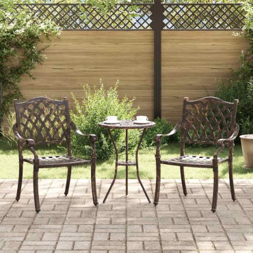 vidaXL Καρέκλα Κήπου 2 τεμ. Μπρονζέ Αλουμίνιο 56x55x92,5cm