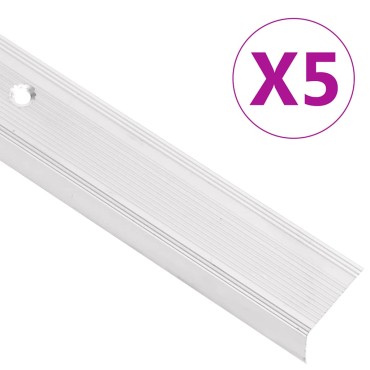 vidaXL Προφίλ για Σκαλοπάτια Σχήμα Γ 5 τεμ. Ασημί 100 εκ. Αλουμινίου